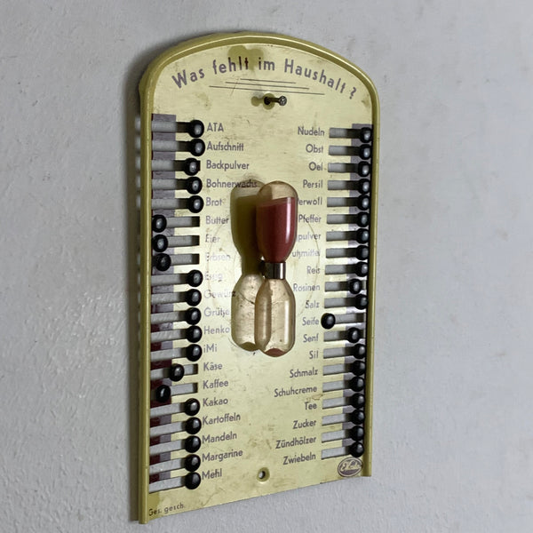 Vintage Merktafel mit Sanduhr Was fehlt im Haushalt von EKosta