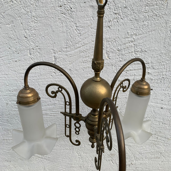 Dreiarmiger Jugendstil Kronleuchter
