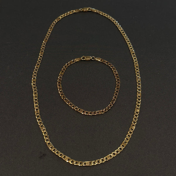 Stäbchenpanzerkette mit passendem Armband aus 333er Gold