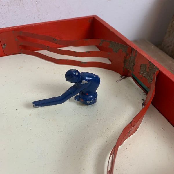Antikes Rot Blau Hockey Tisch Spiel