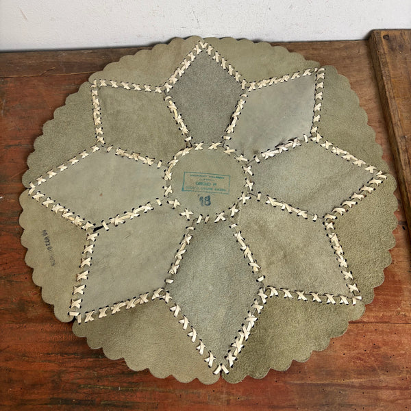 Vintage rundes Patchwork Kuhfell Tischset Teppich