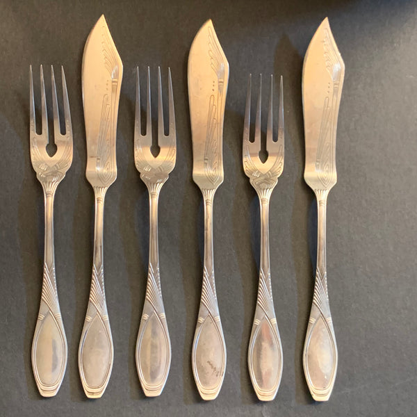24 Teile Art Deco Fischbesteck 800er Silber