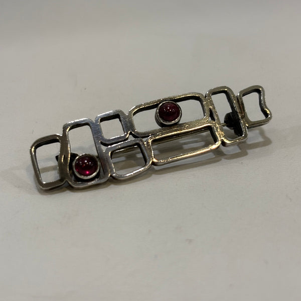 Art Deco Silber Brosche mit Rubinen von Hermann Julius Wilm