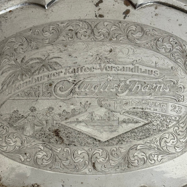 Vintage Werbe Tablett Hamburger Kaffee Versandhaus August Thams