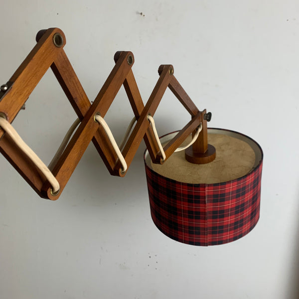 Vintage Teakholz Scherenlampe