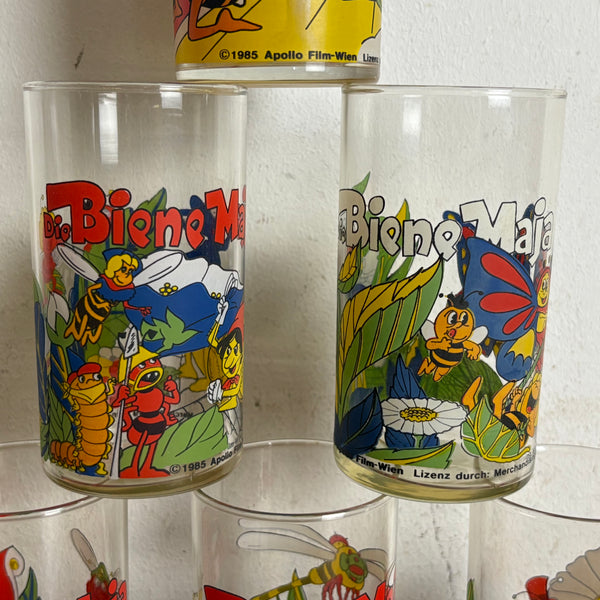 Vintage 6 Gläser Biene Maja von Apollo Film