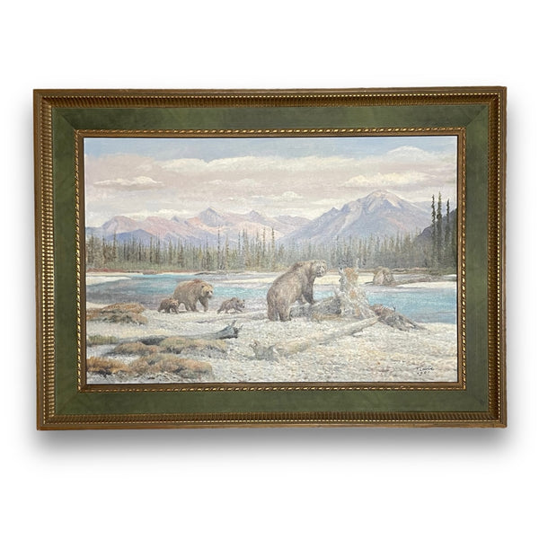 Ölgemälde Canada Bären mit gerissenem Hirsch von Fritz Laube
