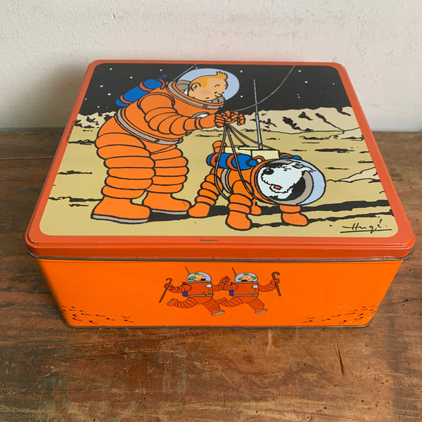 Vintage Blechdose Tim und Struppi Reiseziel Mond X-FLR 6