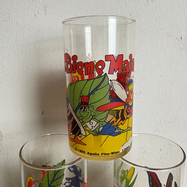 Vintage 6 Gläser Biene Maja von Apollo Film