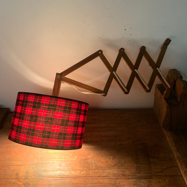 Vintage Teakholz Scherenlampe