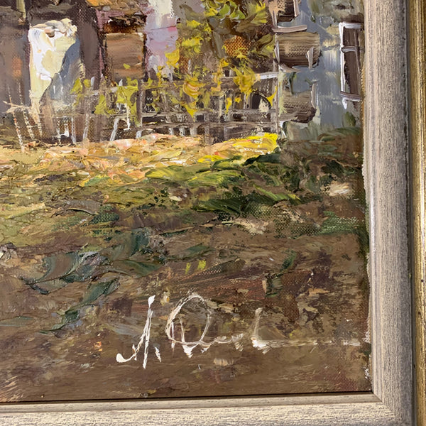 Ölgemälde Hessisches Dorf mit Pferdekutsche von August-Alexander Wendehals