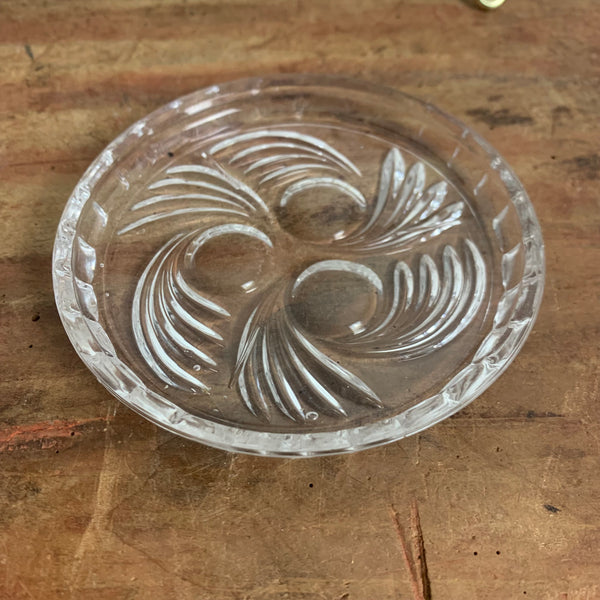 Mid Century Glas Untersetzer aus Bleikristall  im Drahtgestell