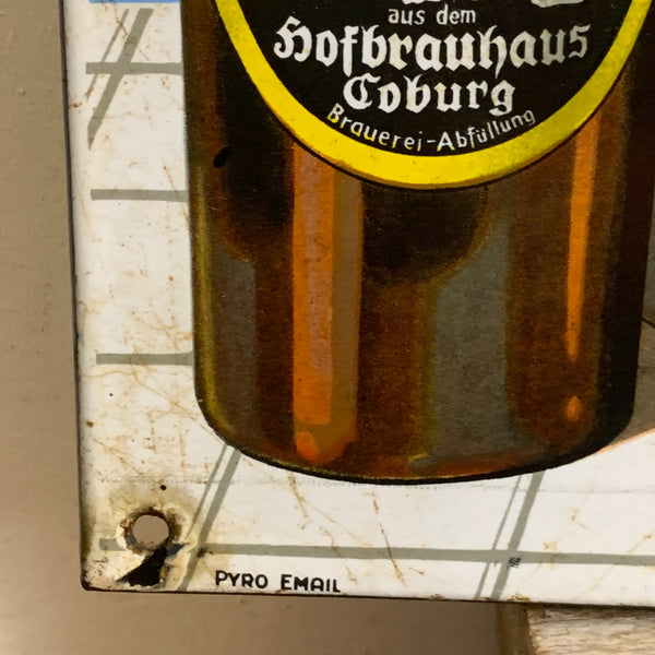 Vintage Emaille Schild Hofbrauhaus Coburg
