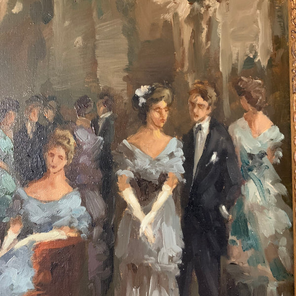 Ölgemälde Gesellschaft im Foyer von Gina Elena Fabiani