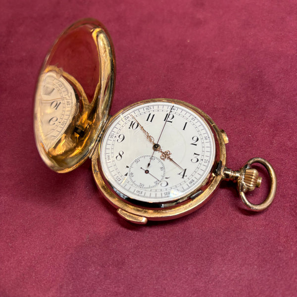 Invicta Savonette Taschenuhr mit Chronographen und Viertelstunden Repetition aus Chronographen 585er Gold