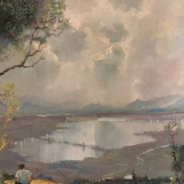 Ölgemälde Picknick am Zürichsee von Ludwig Gschossmann