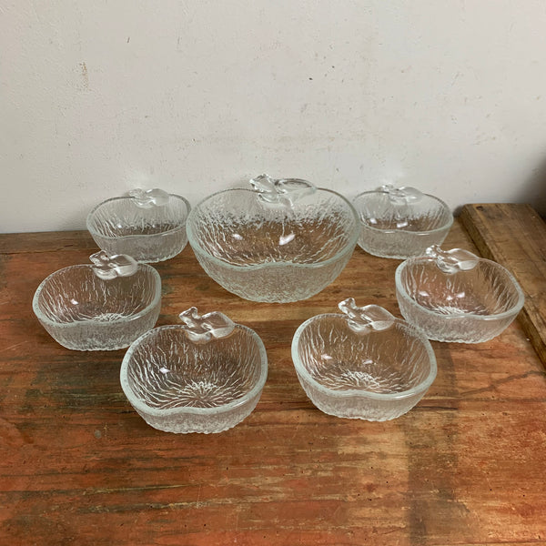 Vintage Glas Dessert Schalen Apfel OVP