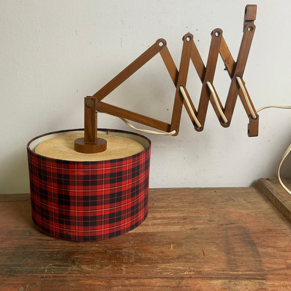Vintage Teakholz Scherenlampe
