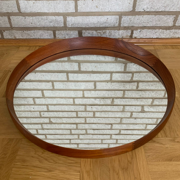 Vintage runder Teak Wandspiegel von Th. Poss' Eftf. Copenhagen