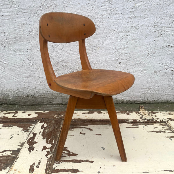 Vintage Mid Century Kinder Drehstuhl aus Holz