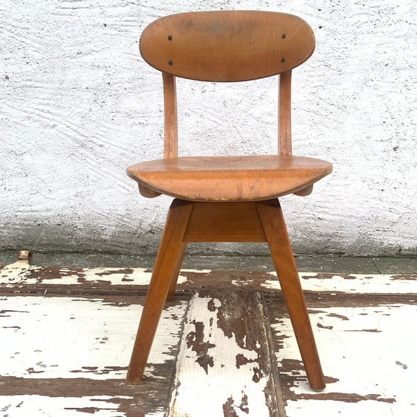 Vintage Mid Century Kinder Drehstuhl aus Holz