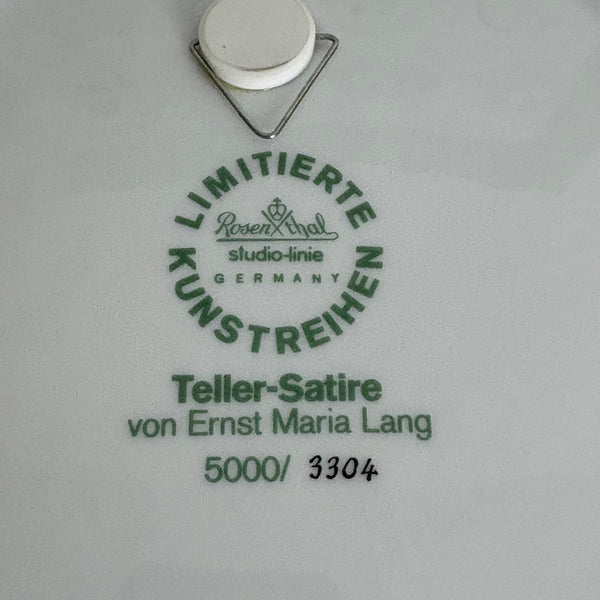 Komplette Serie 12 Vintage Satire Teller von Ernst Lang Maria Lang für Rosenthal