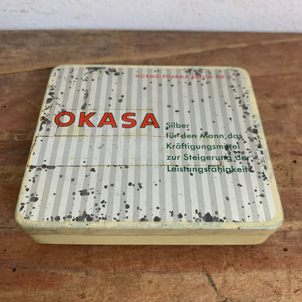Vintage Potenzmittel Blechdose OKASA