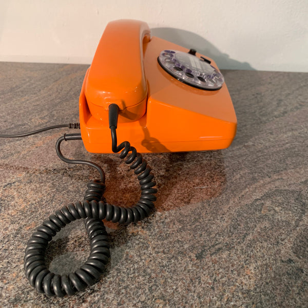 Vintage Wählscheiben Telefon in orange von Siemens FelAp 792-1