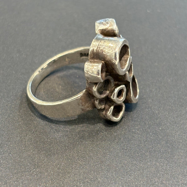 Vintage Brutalistischer Design Silber Ring Reindeer Moss