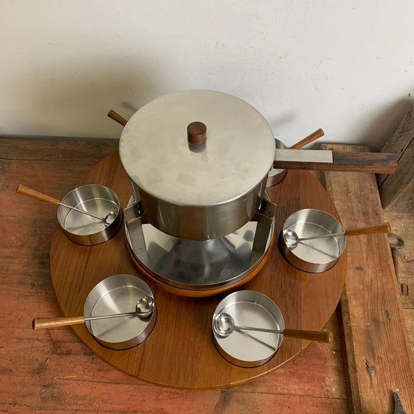 Vintage Fondue Set von Arne Jacobsen für Stelton Denmark