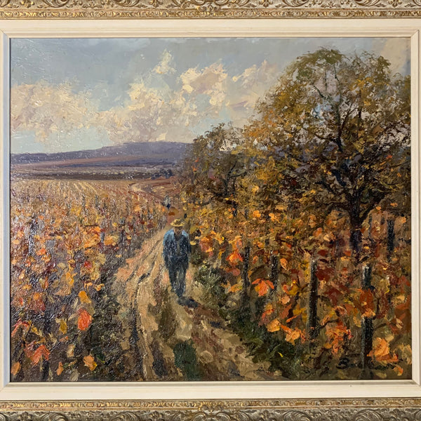Ölgemälde Weinbauer im Weinberg von Hans-Jörg Becker
