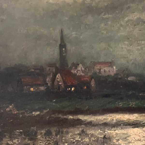 Ölgemälde Nachthimmel über Flusslandschaft von J. Robbins