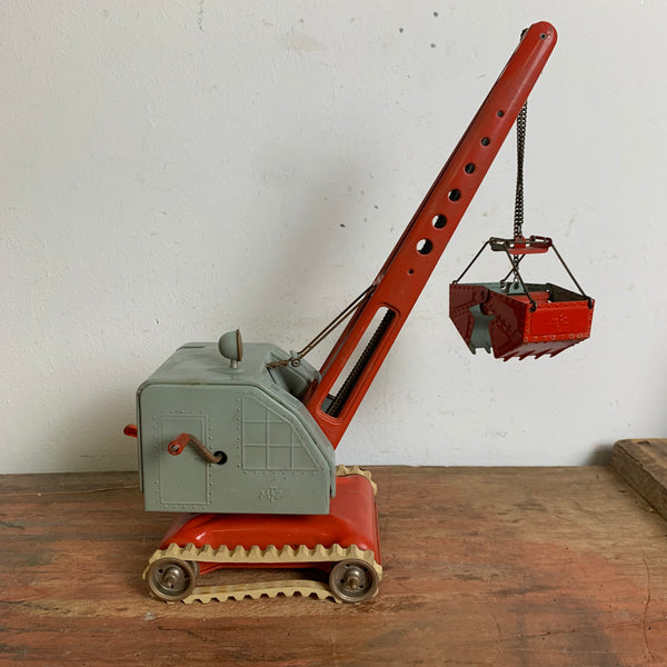 Vintage Weißblech Bagger von MFZ US Zone