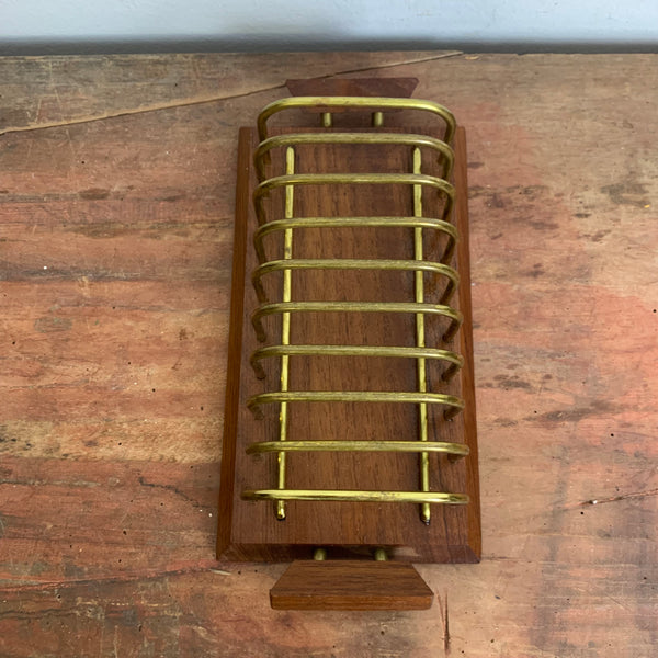 Vintage Toastbrot Halter aus Teakholz