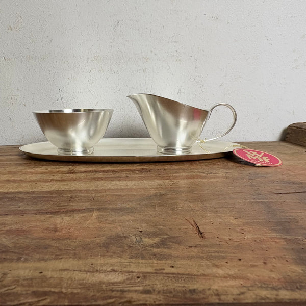 Vintage Milchkännchen Zuckertopf und Tablett von WMF