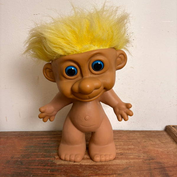 Vintage XL Troll Puppe gelbes Haar