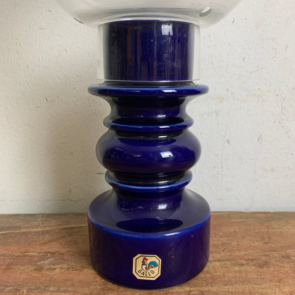Vintage Keramik Kerzenständer Windlicht Gallo Villeroy und Boch in blau