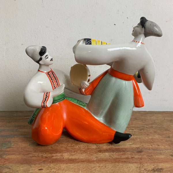 Vintage Porzellan Figur russische Musiker von N. Bobik für Polonne
