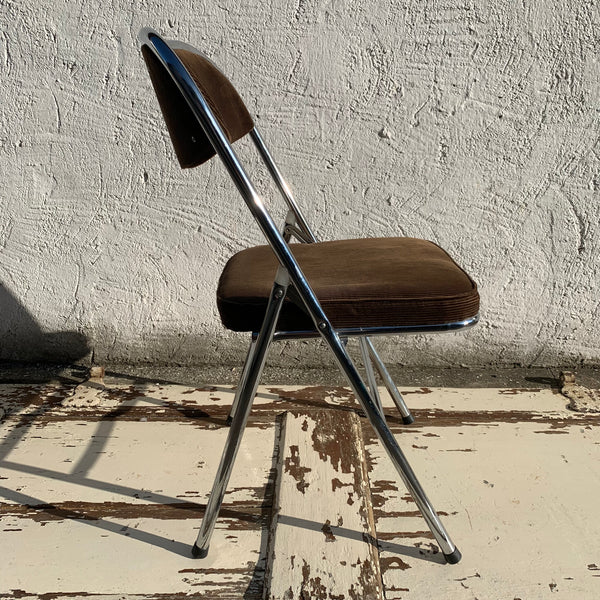 Vintage Stahlrohr Klappstuhl Cord braun