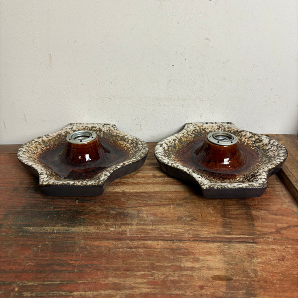 Vintage 2er Set Fat Lava Keramik Wand Lampen