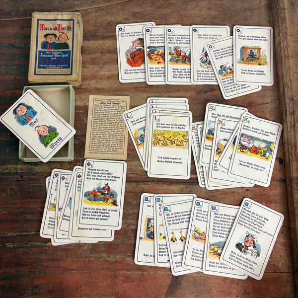 Antikes Ein lustiges Schwarzer Peter Spiel Max und Moritz vom Verlag Franz Schmidt Nürnberg