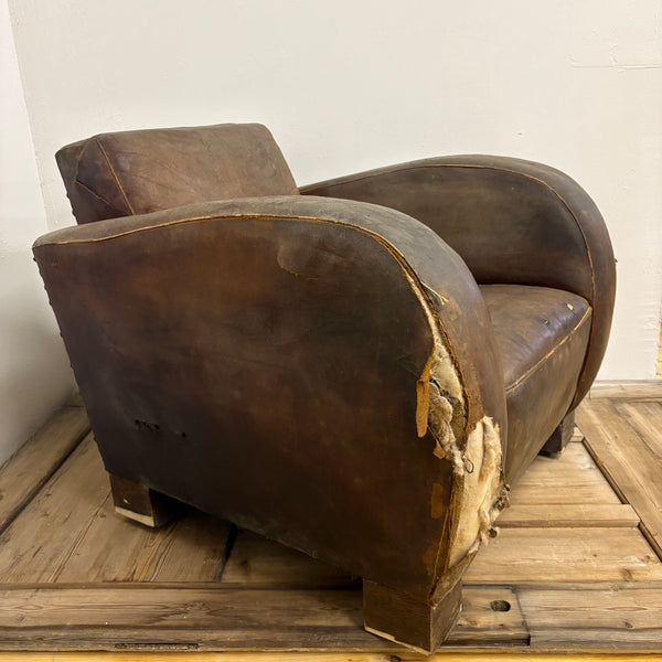 Vintage Art Deco Leder Clubsessel