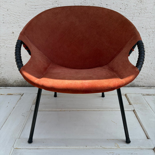 Vintage Mid Century Wildleder Circle Balloon Chair von Lusch Erzeugnis für Lusch & Co.