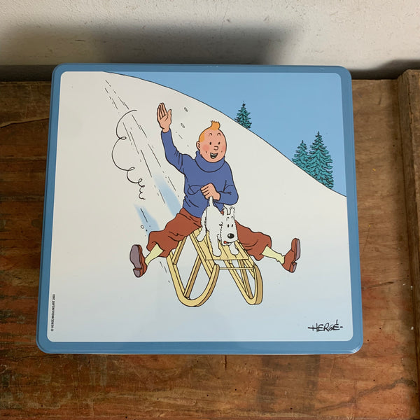 Vintage Blechdose Tim und Struppi Winter 2