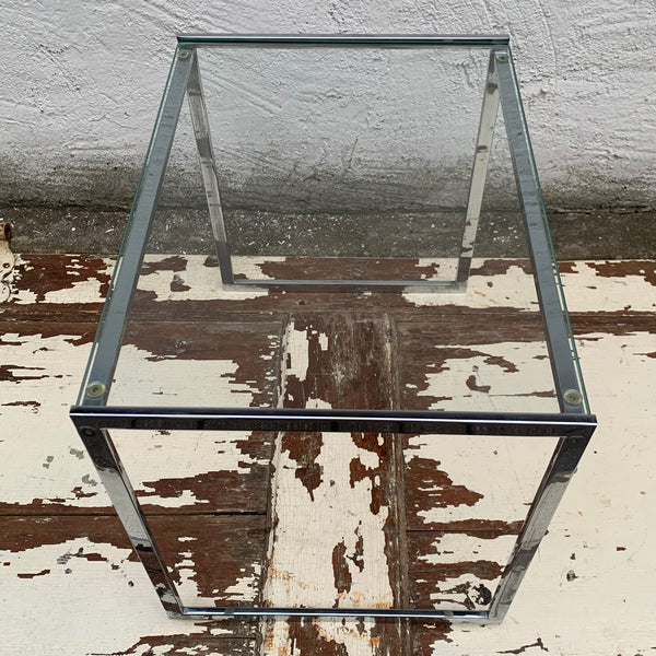 Vintage Beistelltisch Chrom und Glas