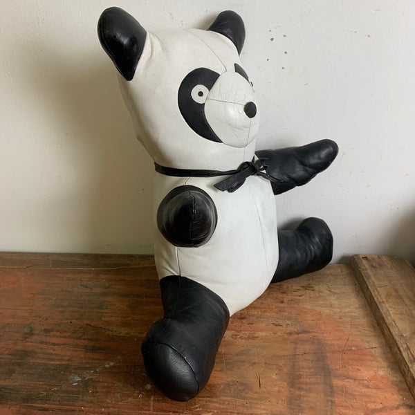 Vintage Panda Bär aus Leder