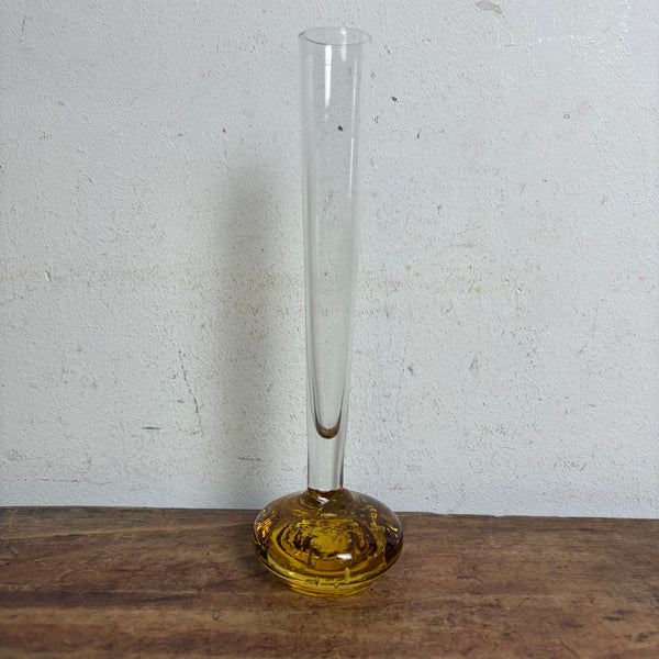 Orchideenvase Solifleurvase Stangenvase Kugelfuß mit Bubbles bernsteinfarben