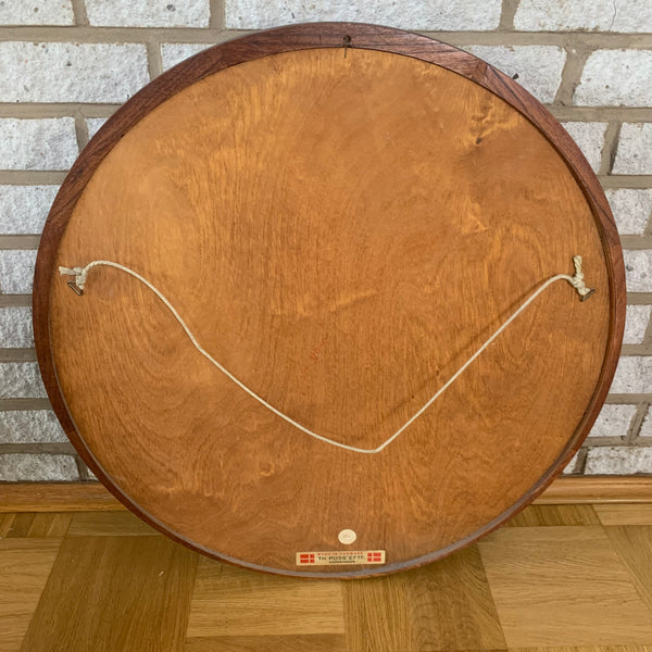Vintage runder Teak Wandspiegel von Th. Poss' Eftf. Copenhagen