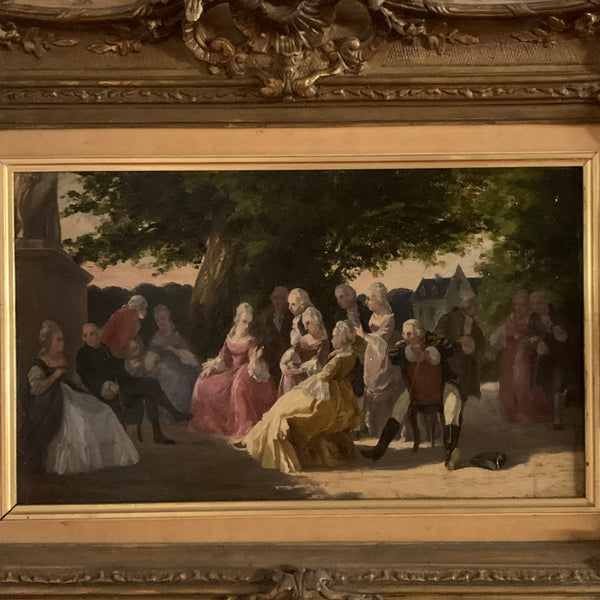 Ölgemälde Gesellschaft im Schlosspark von Clément Quinten