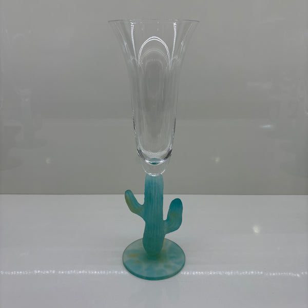 Vintage 6er Set Champagnerflöten Cactus Kollektion von Hilton McConnico für französische Kristallmanufaktur Daum Nancy